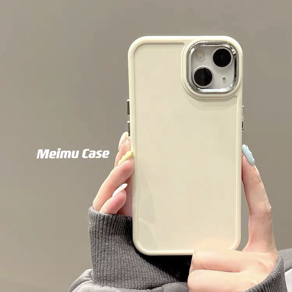 IPHONE Casing Ponsel Desain Penutup Kamera Bahan Metal Warna Simple Kompatibel Dengan Iphone12 13 14 11 Pro Max Ytrtf
