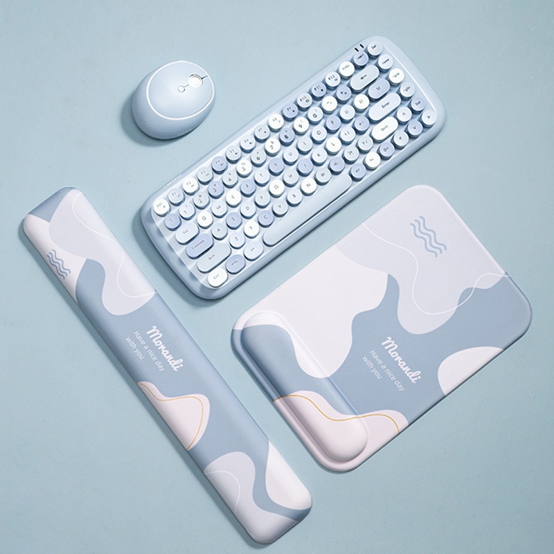 Silikon Bantal 3D E-sports Lucu Memory Cotton Mouse Pad Wrist Pad Slow Rebound Keyboard Pad Hand Support Morandi Secret Garden Kreatif Mouse Pad Wrist Pad