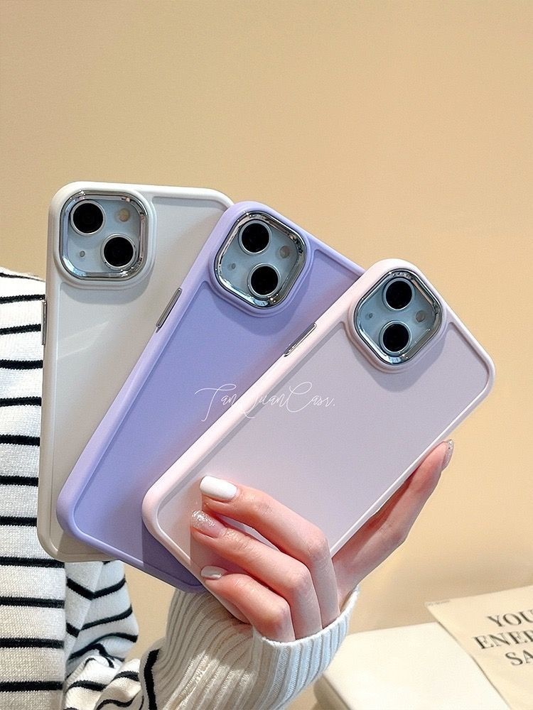 IPHONE Casing Ponsel Desain Penutup Kamera Bahan Metal Warna Simple Kompatibel Dengan Iphone12 13 14 11 Pro Max Ytrtf