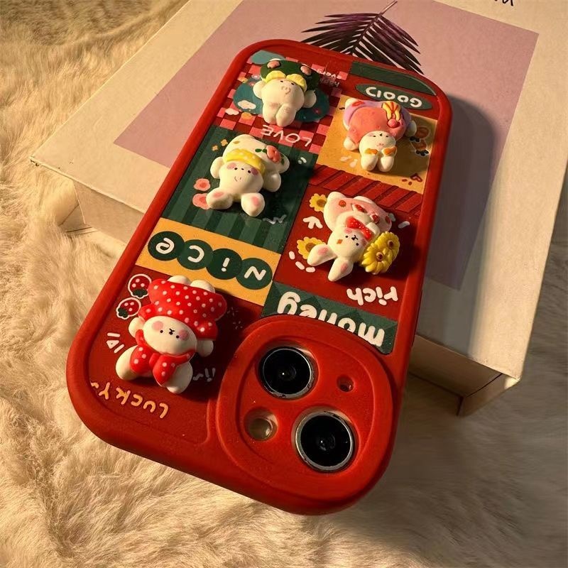 IPHONE Boneka Gadis Gemuk Casing Ponsel Desain Kelinci Bagus Dan Uang Kompatibel Dengan Iphone12 13 14 11 Pro Max X Xs Max Xr Ggdfr