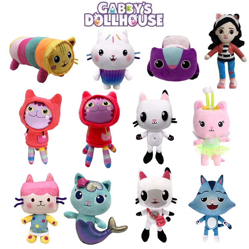 [Gabby Dollhouse] Lucu Gabby Rumah Boneka Mainan Mewah Mercat Kartun Boneka Boneka Binatang Mermaid Kucing Mermaid Plushie Hadiah Anak