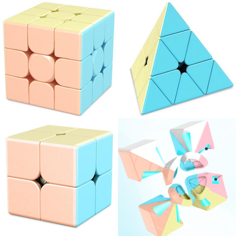 Mainan Puzzle Fun Macaron Magic Cube 3x3 Edukasi Anak Pyraminx Untuk Hadiah Permainan