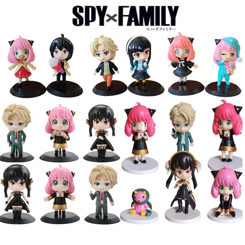 Hot 6Pcs/Set Spy X Family Figure Anya Forger Loid Yor Forger Model Mainan Anak Dewasa Kipas Hadiah Ulang Tahun Xmas