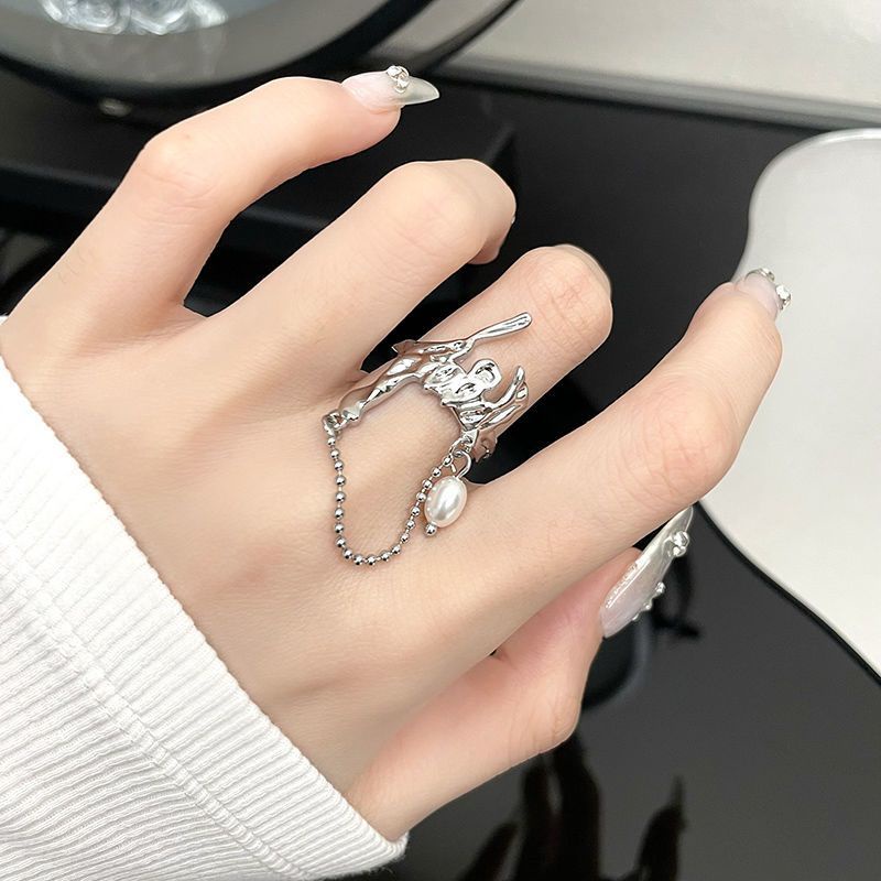 Moonstone Opening Ring Accessories Irregular Fold Fashion Personality