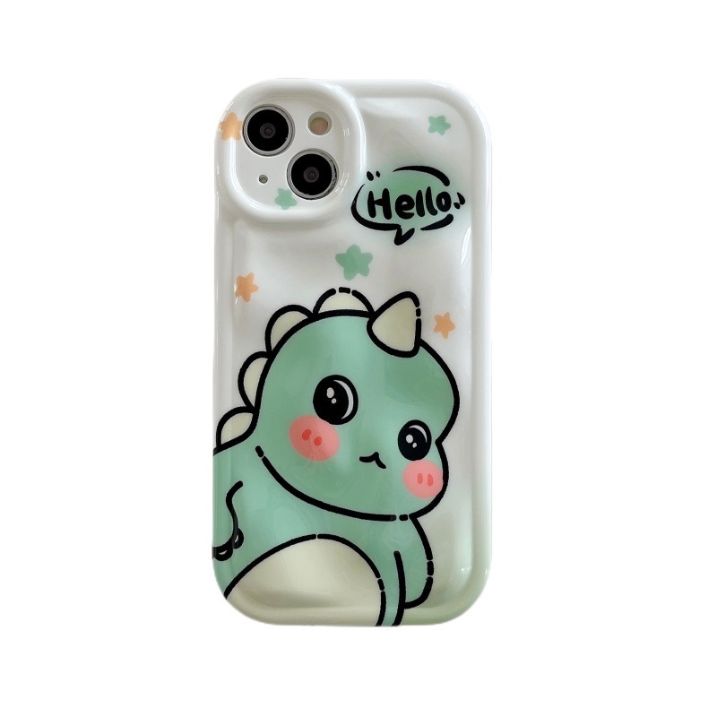 IPHONE Casing Ponsel Desain Dinosaurus Kecil Kartun Lucu Hijau Kompatibel Dengan Iphone12 13 14 11 Pro Max Rtrfg