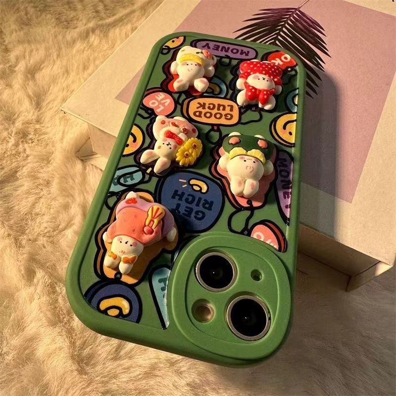 IPHONE Boneka Gadis Gemuk Casing Ponsel Desain Kelinci Bagus Dan Uang Kompatibel Dengan Iphone12 13 14 11 Pro Max X Xs Max Xr Ggdfr