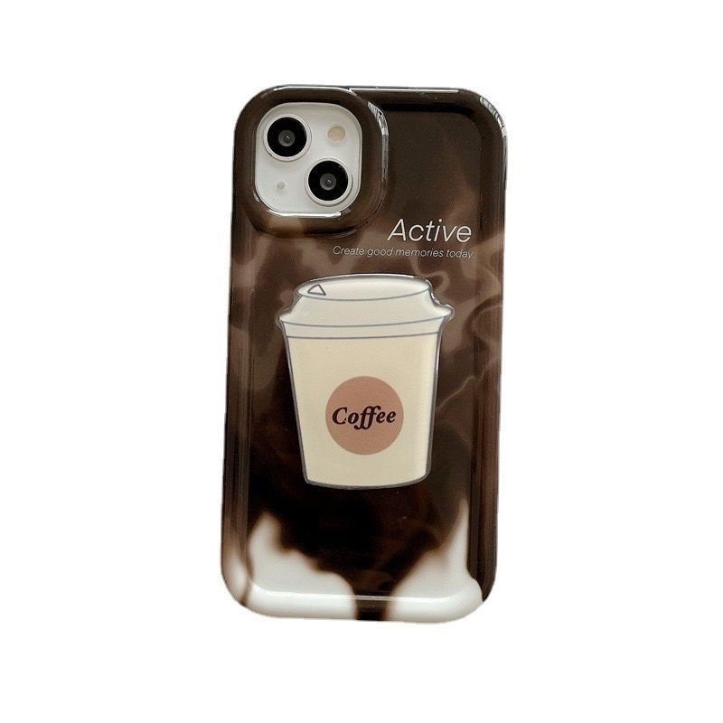 IPHONE Casing Ponsel Desain Halo Coffee Holder Kompatibel Dengan Iphone12 13 14 11 Pro Max X Xs Max Xr Gfrtv