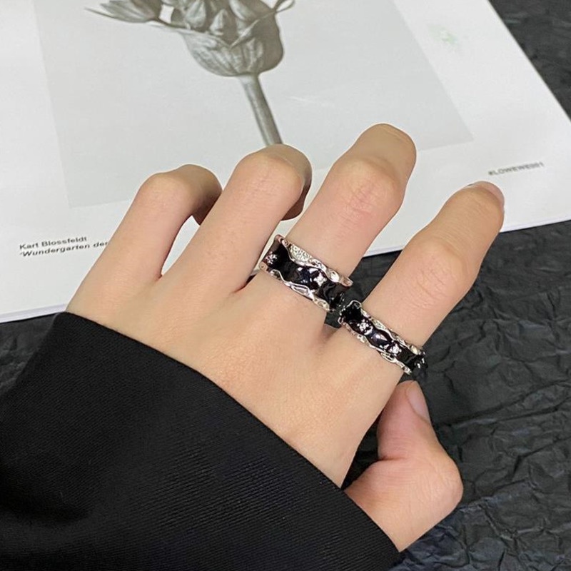 Aksesoris Cincin Berlian Imitasi Hitam Kepribadian Mewah Ringan