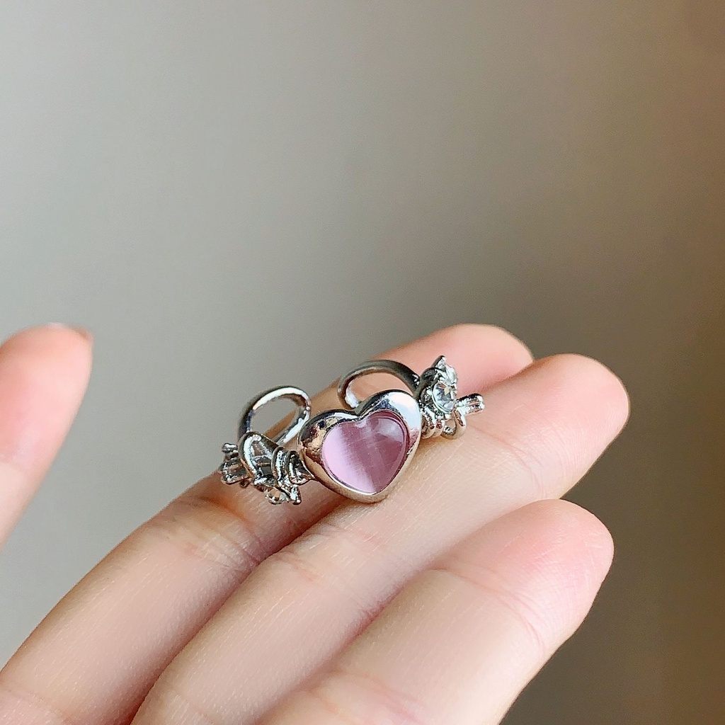 Briars Cincin Cinta Pink Aksesoris Kepribadian Versi Korea Mewah Ringan