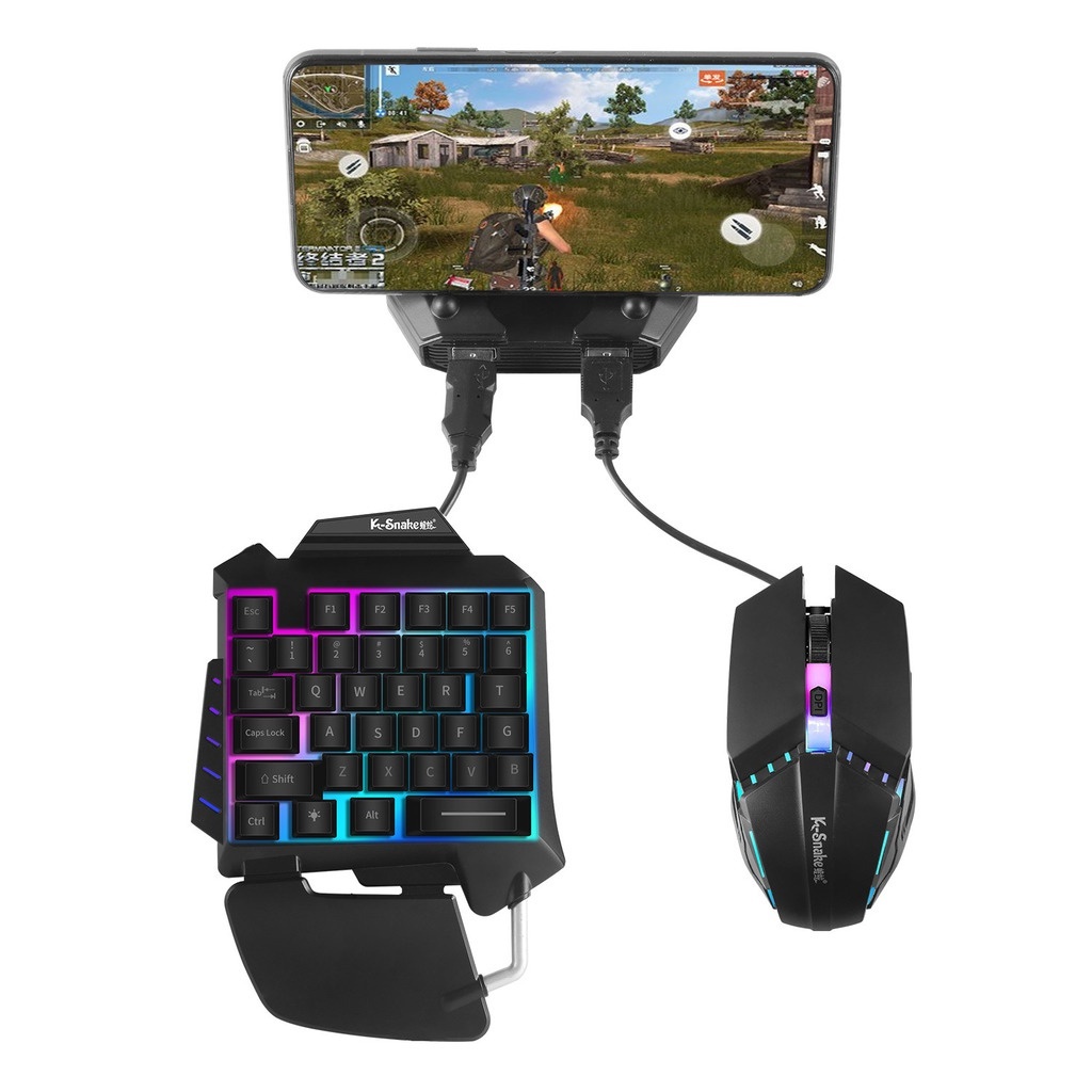 M11 Viper Throne Keyboard Gaming Satu Tangan 35tombol LED Backlight Mouse Gaming Kabel Dengan Lampu Pernafasan 7warna Keyboard Mouse Combo