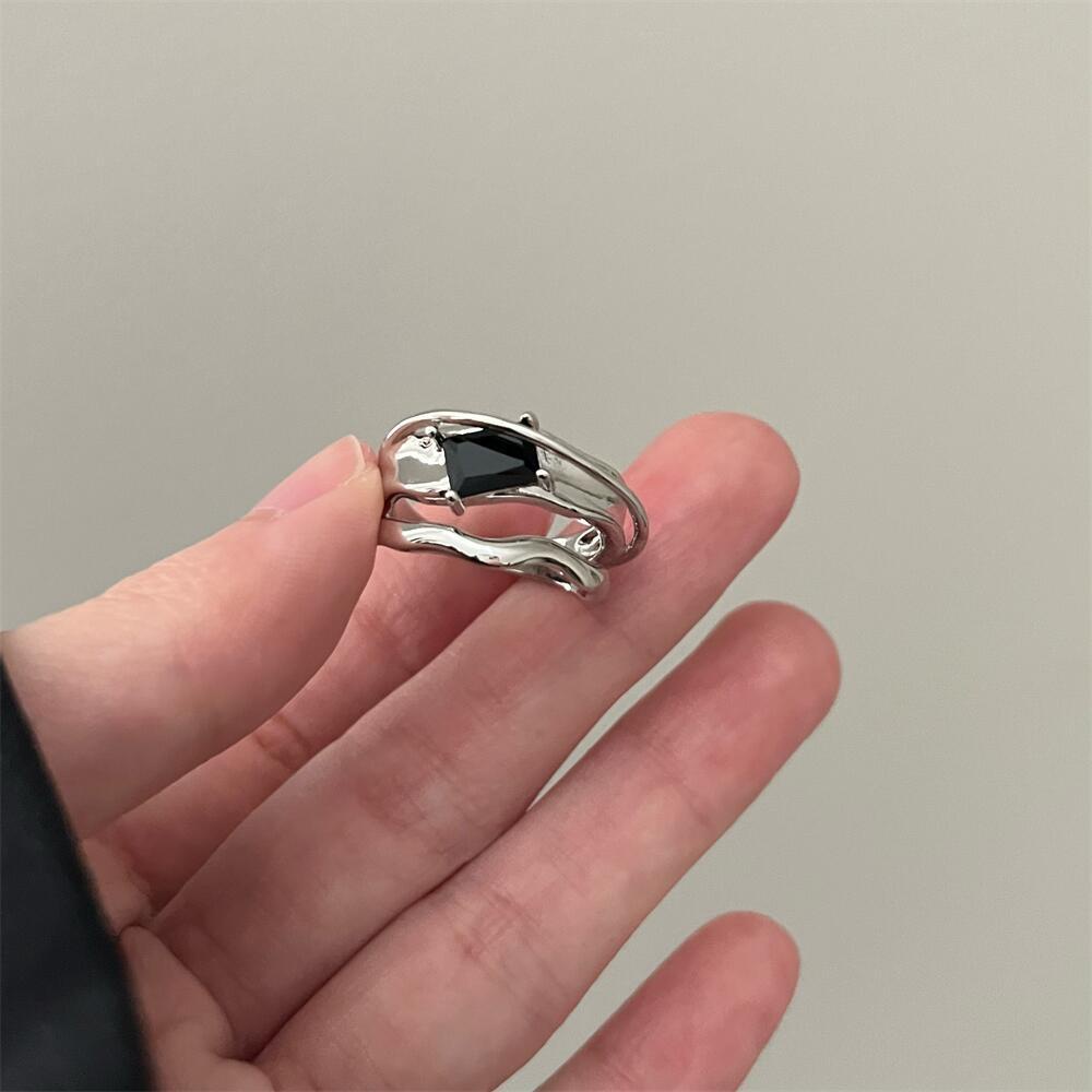 Aksesoris Cincin Pembukaan Zirkon Multi-layer Kepribadian Hip Hop