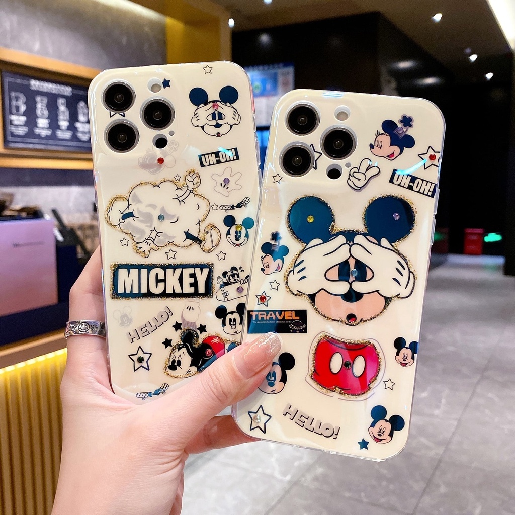 IPHONE Casing Ponsel Desain Print Kepala Hello Mouse Glossy Kompatibel Dengan Iphone12 13 14 11 Pro Max X Xs Max Xr Sszxd