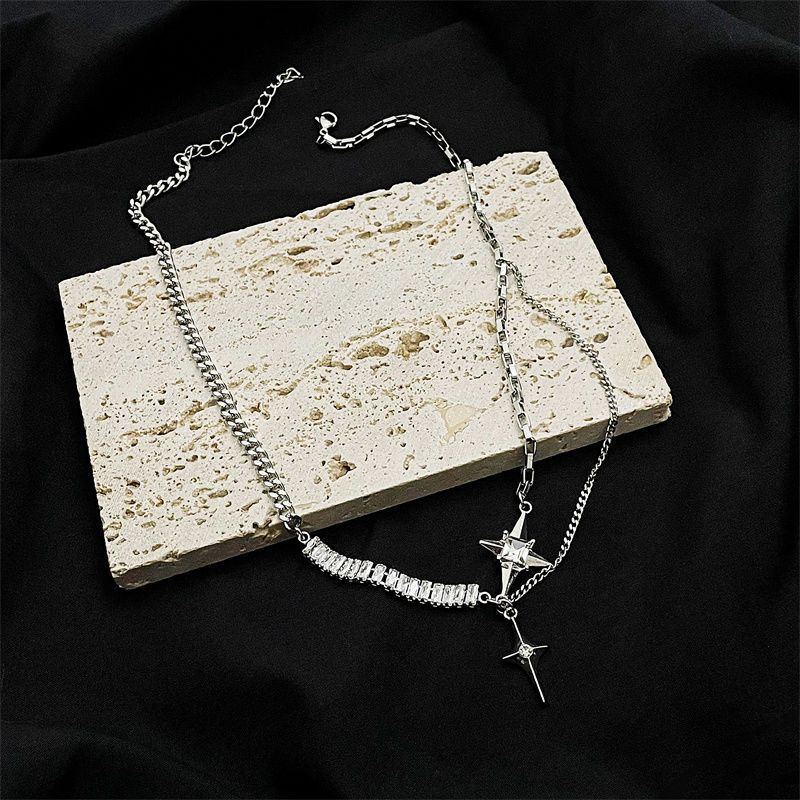 Cross Awn Star Splicing Necklace Accessories Senior Sense Hip Hop