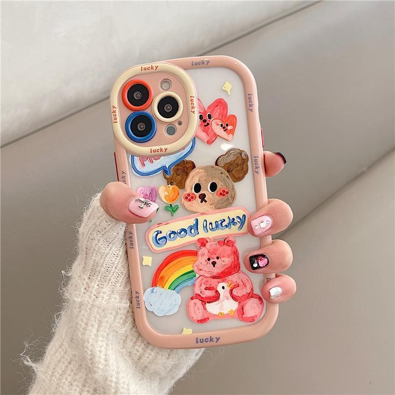 IPHONE Puff Cream White Border Girl Brown Dog Design Phone Case Kompatibel Dengan Iphone12 13 14 11 Pro Max Hhtrfg