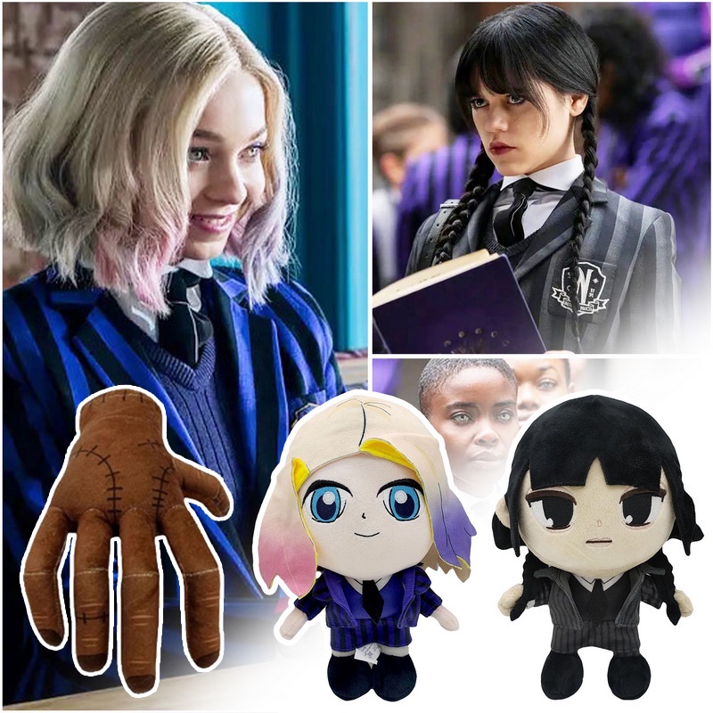 3pcs/set Boneka Wednesday Addams Mewah, Merchandise Wednesday Addams, Mainan Boneka Figure Wednesday Addams Family, Addams Family