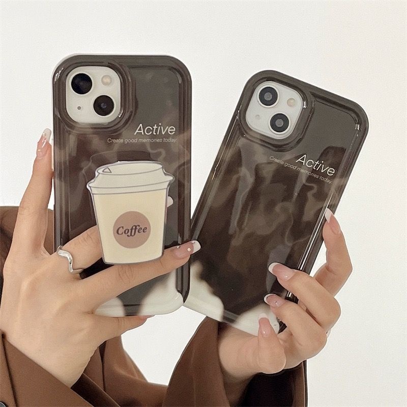 IPHONE Casing Ponsel Desain Halo Coffee Holder Kompatibel Dengan Iphone12 13 14 11 Pro Max X Xs Max Xr Gfrtv