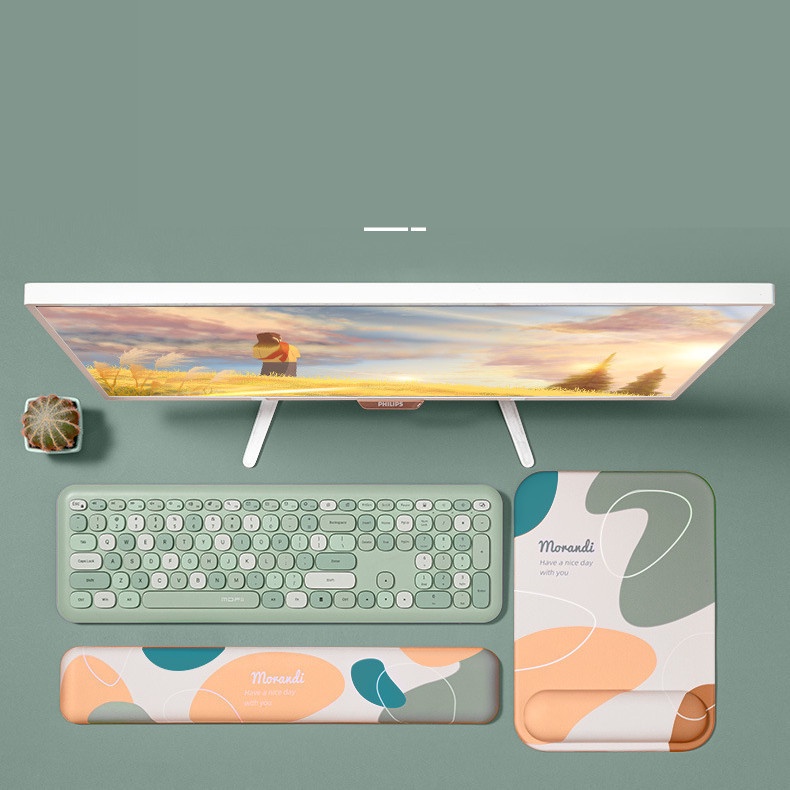 Mouse Pad Pergelangan Tangan Pad Silikon Bantal 3D E--sports Lucu Memori Kapas Slow Rebound Keyboard Hand Support Morandi Secret Garden Kreatif Mouse Pad Wrist Pad