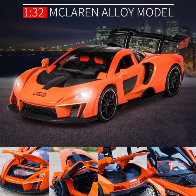 1:32 McLaren Senna Alloy Mobil Sport Metal Suara Dan Cahaya Tarik Kembali Mainan Hadiah