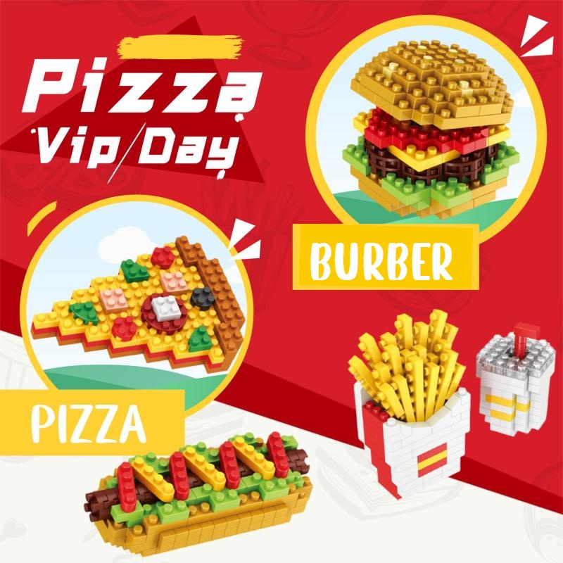 Fries burger Fast Food building block DIY Puzzle Mainan Perakitan Pendidikan