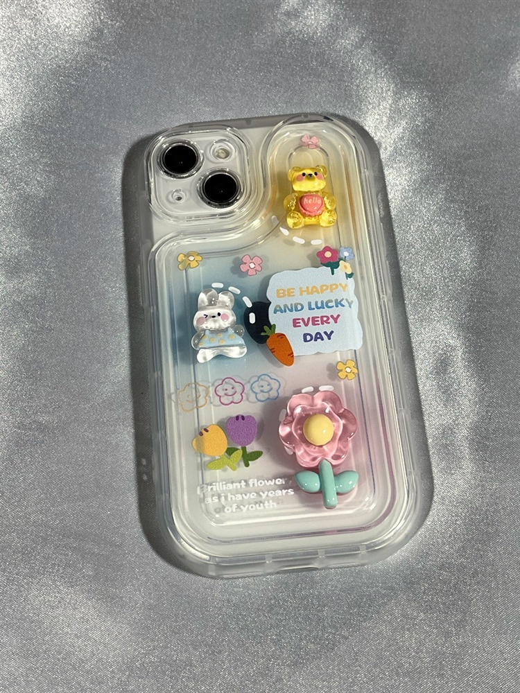 IPHONE Bingkai Bantal Udara Boneka Beruang Bunga Desain Transparan Casing Ponsel Kompatibel Dengan Iphone12 13 14 11 Pro Max X Xs Max Xr Vfdrf