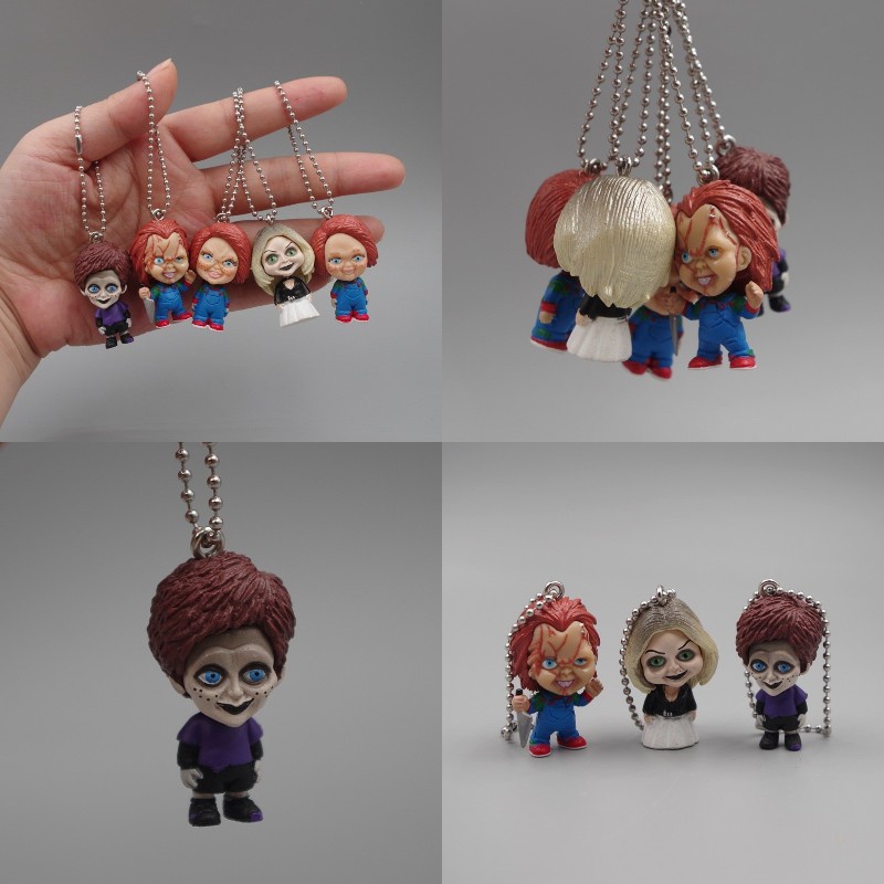 Boneka Gantungan Kunci Chucky Film Lifelike Set 5pcs Patung PVC Posable