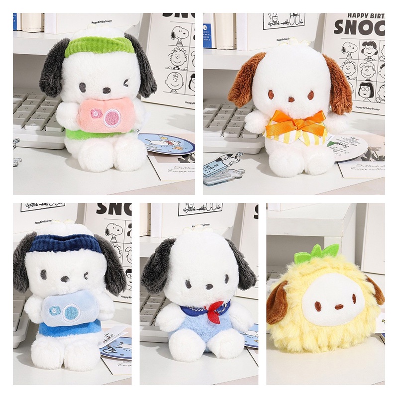 Mainan Keyring Mewah Anjing Sanrio Pochacco Asli Untuk Pelajar Remaja, Tinggi 7cm /2.76in