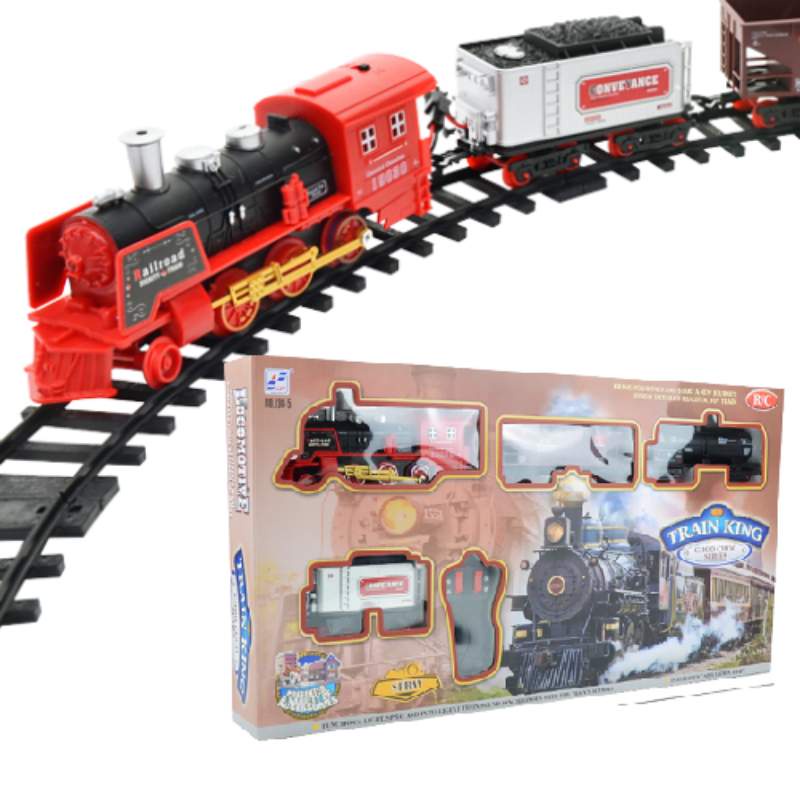 Set Kereta Smoke-belching Dengan Remote Control Nirkabel Mainan Vintage Untuk Anak