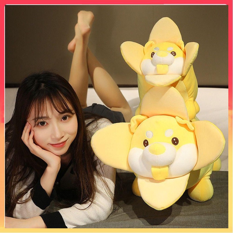 60 cm Banana Dog Mainan Mewah Anak Bantal Tidur Lembut Hadiah Boneka Boneka Lucu Cushion