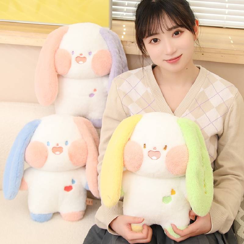 Lovely Rabbit Stuffed Animal Dengan Wajah Dan Telinga Kartun Lucu