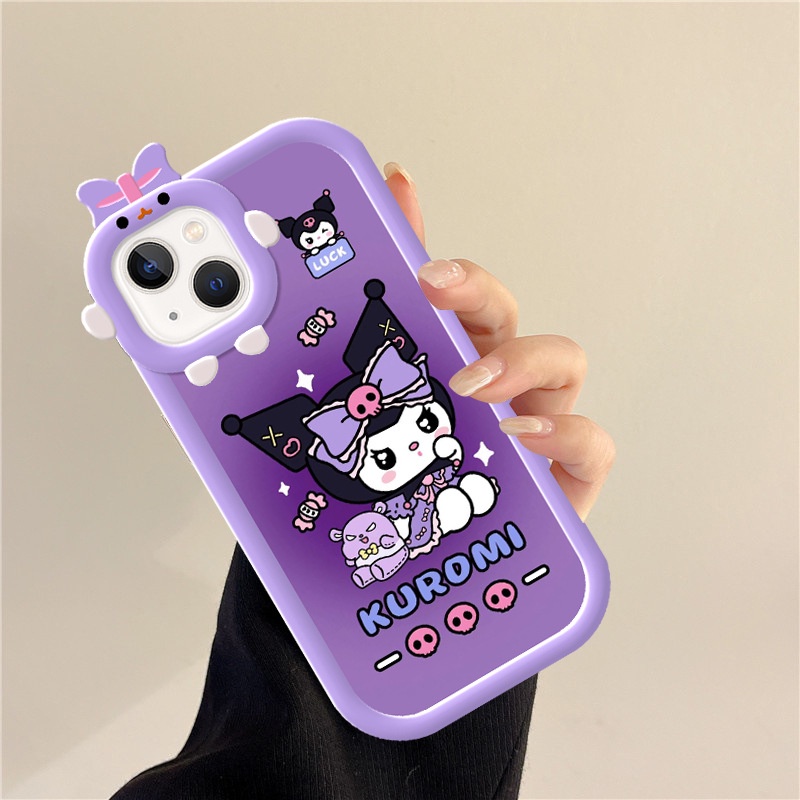 Kuromi Kartun Soft Phone Case Untuk 14 13 12 11 Pro Max X/Xs Max XR IPhone 6Plus/6S Plus 7Plus/8Plus Casing Ponsel Anti Jatuh