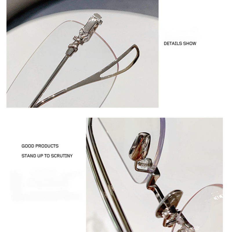 Kacamata Baca Fashion Frameless Anti Radiasi Rimless Reading Glasees Wanita Pria Fashion Frame Metal