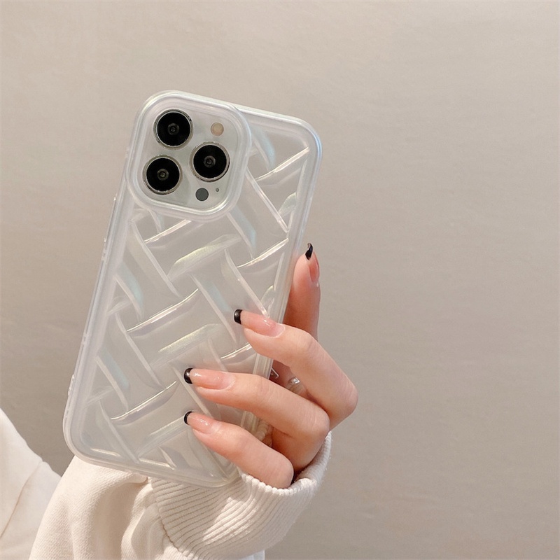 IPHONE Casing Pelindung Ponsel Lem Lembut Electroplated Pola Braided Cocok Untuk Iphone11 12 13 14 Pro max Casing anti Kotoran anti-slip Iphone14 plus Soft case