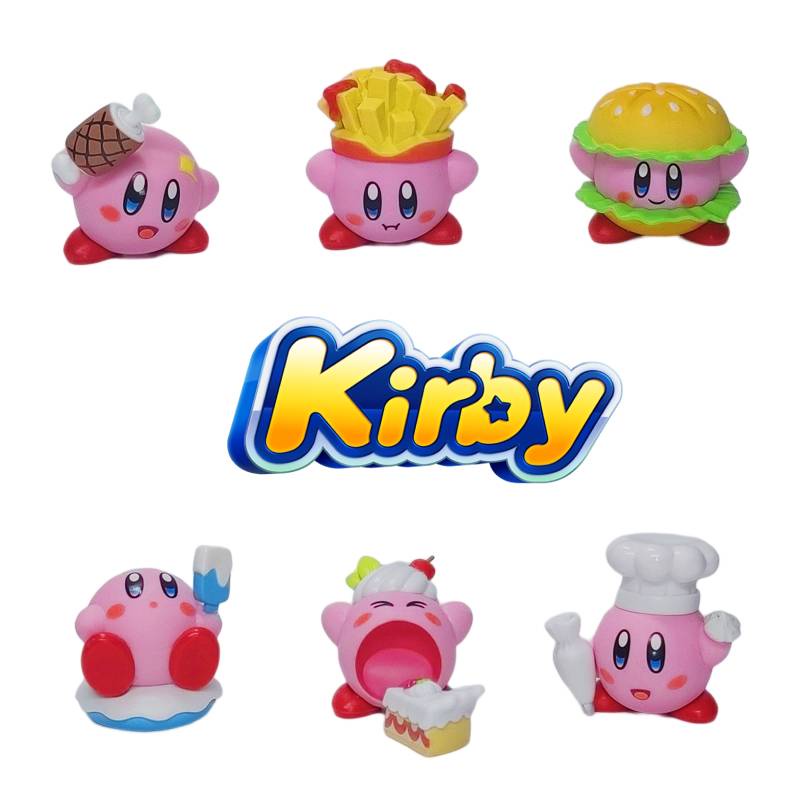 Kirby French Fries Burger Cake Series Pvc Handmade Koleksi Set Isi 6pcs Patung Menggemaskan Untuk Fans