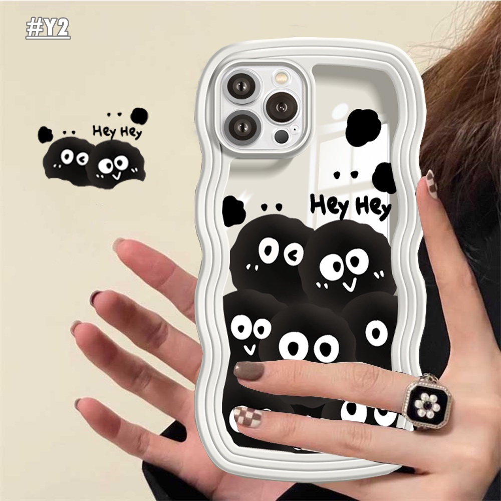 Casing Lucu Kompatibel Untuk iPhone 7Plus 11 Pro Max XR X XS Max 6s 7 8 6 14 Plus 13 11 12 14 Pro Max SE Kartun Hantu Spirit Briket Monster Wavy Edge Clear Couple Phone Cover BY