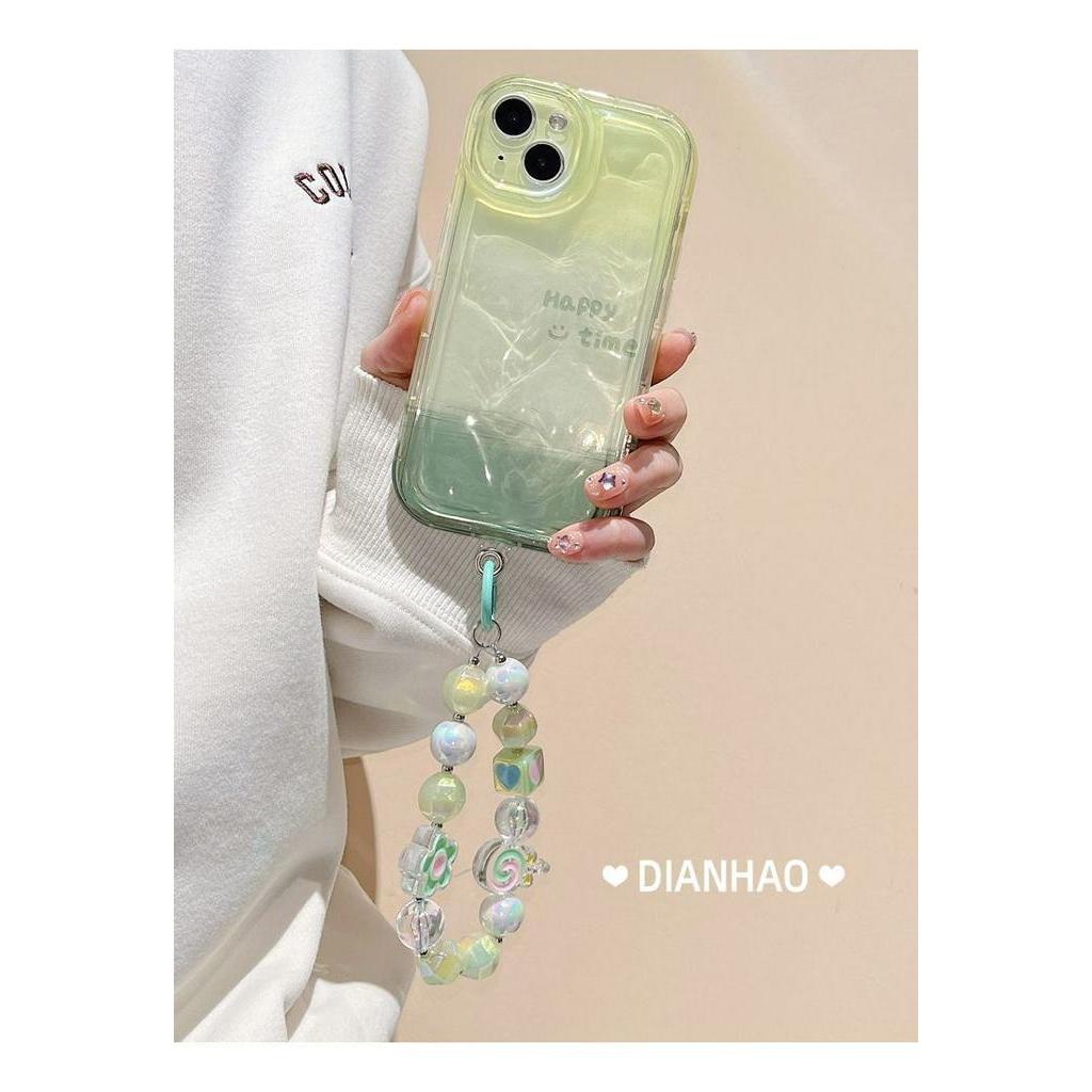IPHONE Minimalist Ins Gradient Green Meteorite Pattern Chain Design Phone Case Kompatibel Dengan Iphone12 13 14 11 Pro Max X Xs Max Xr Jjhy