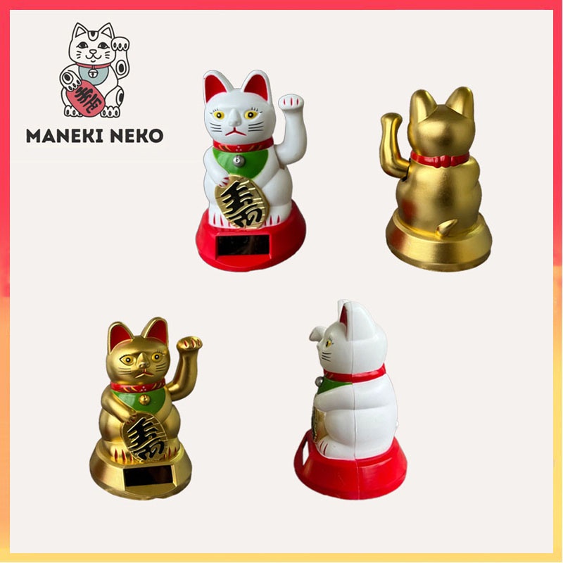 Maneki Neko Solar Powered Auto Swing Lucky Cat Hiasan Mobil Dekorasi Kantor Hadiah