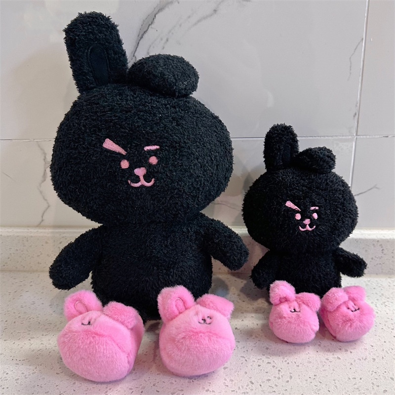 Mainan Plush Kelinci Hitam Dan Pink Menggemaskan Dengan Isian Katun Pp 29cm