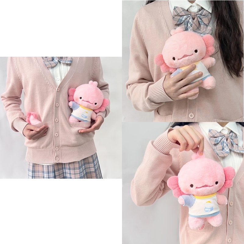 Liontin Plush Axolotl Pink Dengan Kain Plush Pendek Dan Isian Katun Pp Aksesori Yang Cocok Untuk Anda Atau Kunci