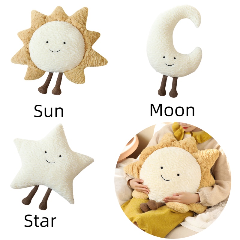 Plushie Bentuk Matahari, Bulan, Dan Bintang Cosy Dan Lucu Untuk Anak Muda Dewasa