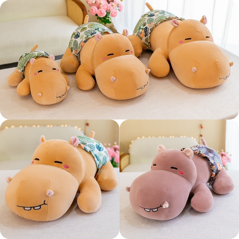 Fluffy Hippopotamus Plushie, Cocok Untuk Nap Time, Berkualitas Dan Tahan Lama, 55cm