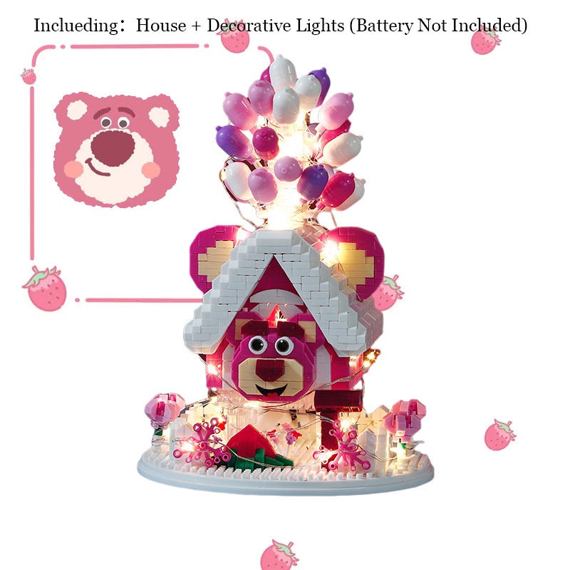 Konstruksi Set Bahan Plastik ABS Balon Strawberry Bear Untuk Rumah Anak Perempuan