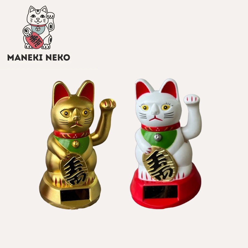 Maneki Neko Solar Powered Auto Swing Lucky Cat Hiasan Mobil Dekorasi Kantor Hadiah