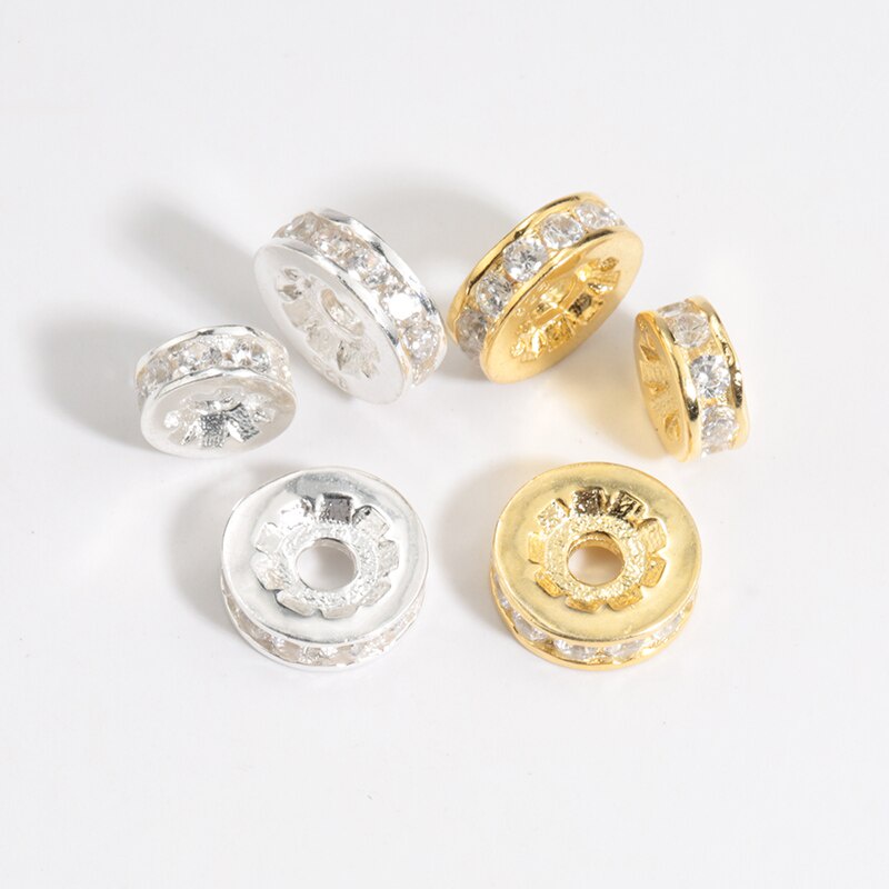 One piece 6-8MM 925s sterling silver &amp; gold filled beads Temuan Perhiasan Bulat Spacer beads jewelry beads Untuk Gelang &amp; Kalung