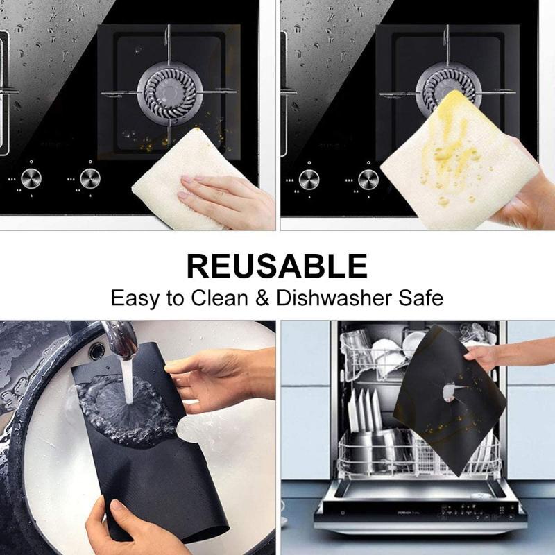 4pcs/set Tatakan Kompor Gas Penutup Pelindung Kompor Reusable Stovetop Burner Protector Aksesoris Dapur Mat Cooker Cover