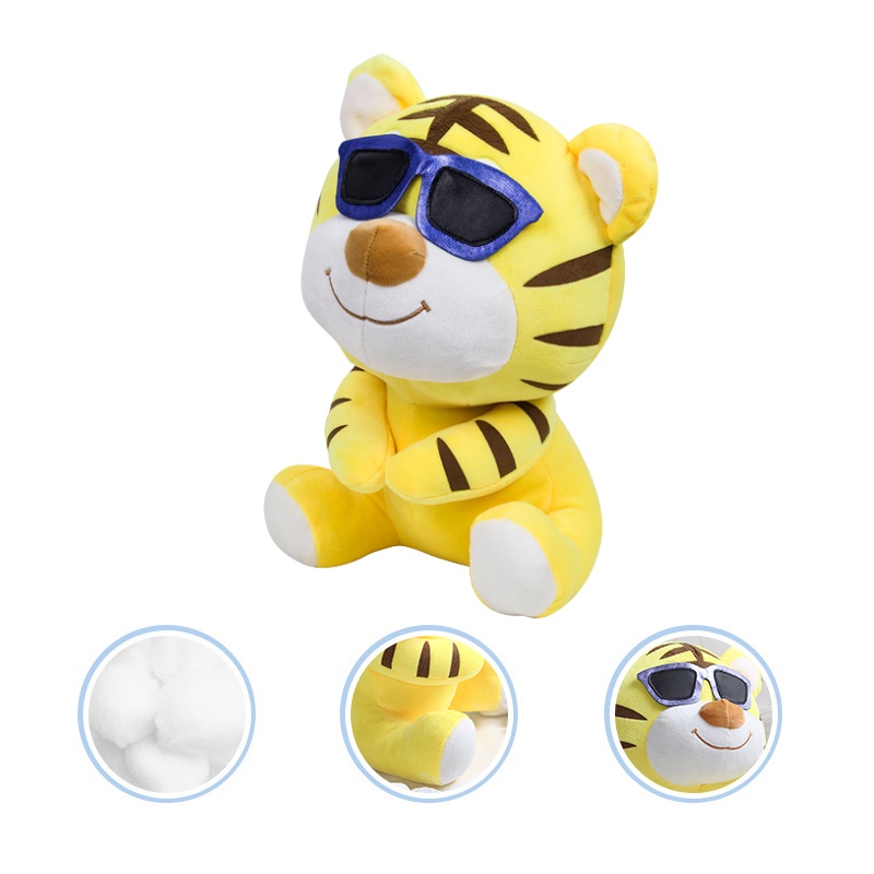 Mainan Plush Lovely Tiger Dengan Kacamata Cocok Untuk Anak-Anak Dan Graduate 30cm