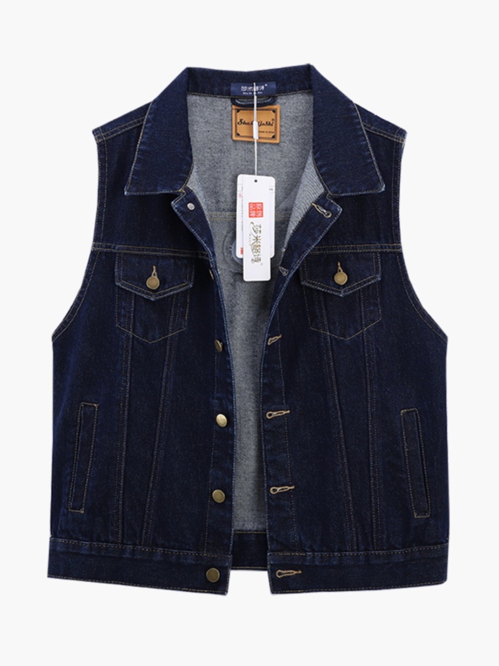 VEST Musim semi Biru Hitam Baru Solid Berdada tunggal Denim Vest Wanita Sedikit Lepaskan dan Slim Sh
