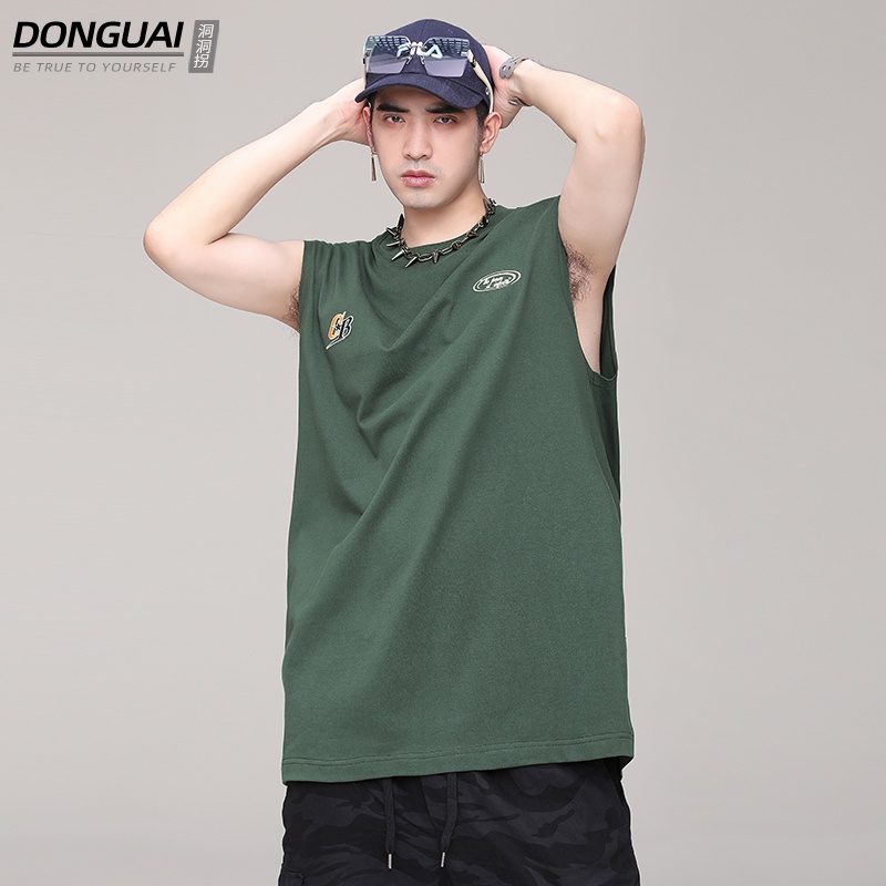 T-shirt pria Summer Loose Sweetheart Tank Top Men's Fashion Brand Handsome Round Neck Versatile Spor