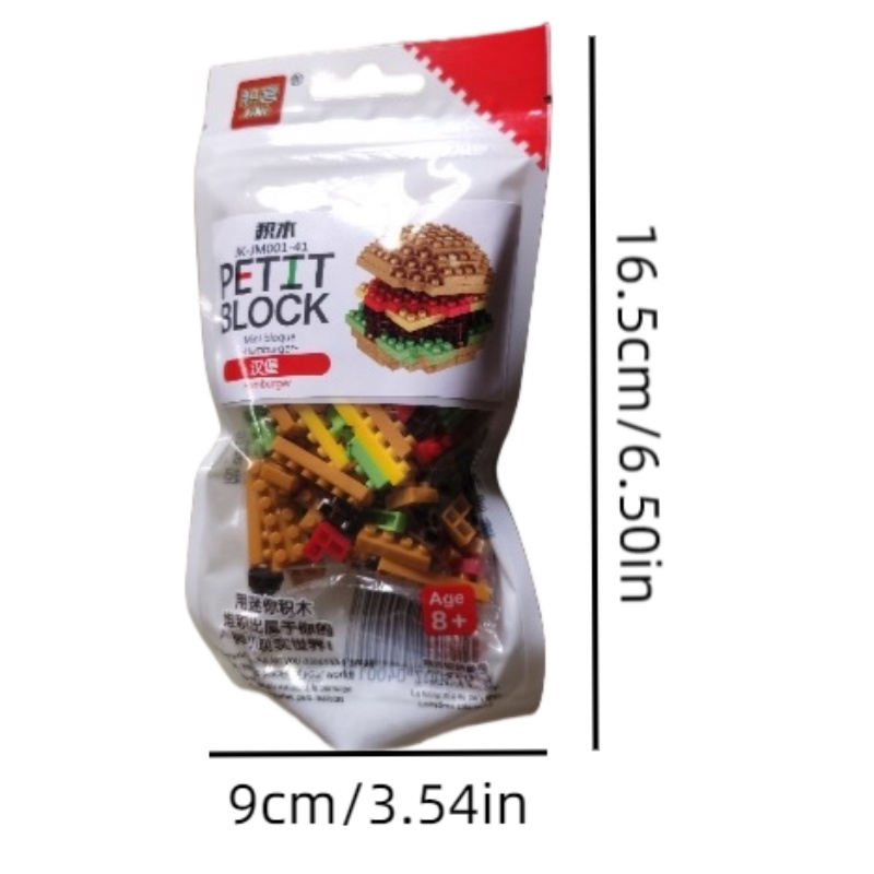 Fries burger Fast Food building block DIY Puzzle Mainan Perakitan Pendidikan