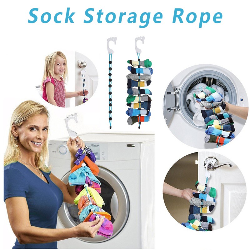 Socks Storage Organizer Adjustable Socks Drying Hanging Rope Rumah Portable Non-slip Socks Dry Hanger