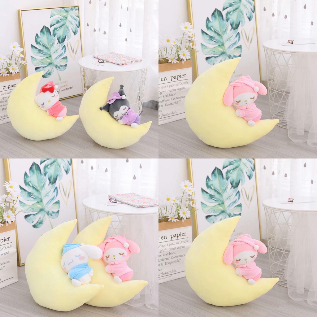 Sanrio Tidur Bulan Mainan Mewah Anak Cinnamoroll Kuromi Hadiah40Panjang35Cm